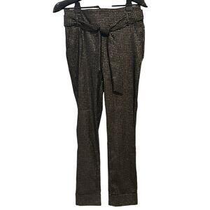 New York & Company Women's size Medium Gold Houndstooth Black Cropped Pants NWT